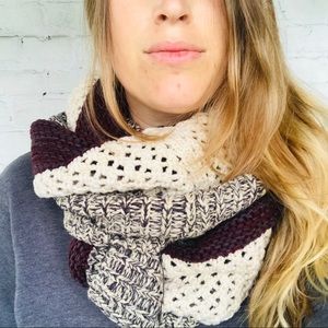 LOOK BY M Amos Stripe Knit Infinity Scarf